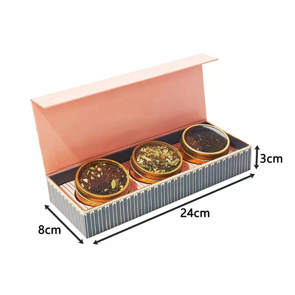 Custom Packaging Magnetic Lid Tea Jars Boxes Cardboard Paper Luxury Tea Gift Box